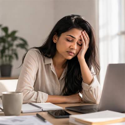 Tired woman struggling with low energy through her day
