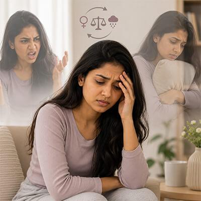 Woman experiencing mood swings from hormonal imbalance